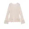 Ropa de Mujer Transfronteriza al por Mayor Otoño 2025 Nuevo Conjunto de Top con Encaje de Empalme + Pantalones Estilo Casual Perezoso para Mujer