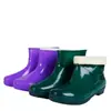 Botas de lluvia forradas de polar botas de lluvia zapatos impermeables botas de agua zapatos de goma para mujer cortos moda cocina cálidos antideslizantes zapatos de trabajo