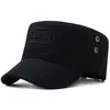 Chapéu Primavera e Verão Bordado de Estrela Verde Militar Moda Masculina Chapéu de Sol Boné Plano Boné Chapéu de Algodão Boné de Beisebol