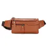 Bolsa de cintura personalizada, bolsa transversal executiva, cor sólida, nova bolsa masculina casual transfronteiriça, bolsa de cintura masculina em couro macio, bolsa de ombro pequena