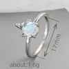 Anillo de Unicornio Simple y Moderno de Estilo Coreano Dulce Lindo Abierto Ajustable Diseño de Piedra Lunar Elegante Anillo para Mujer