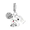 Pingente de Osso de Peixe Gato de Cobre Branco em Estoque Transfronteiriço, Versátil Personalidade de Nicho Acessório de Pulseira DIY Contas Charm para Mulheres
