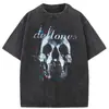 Camiseta Y2K para Hombre, Diseño de Calavera Negra, Estilo Oscuro, Camiseta Pesada Lavada Vintage Harajuku Oversize, Estilo Urbano