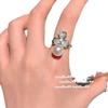 Flor lágrimas de sirena aretes Gema Perla chapado en oro rico oro 18K flor capullo anillo de perla mariposa traje