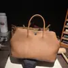 Bolso de Jardín de Cuero de Vaca de Primera Capa, Hilo Encerado Cosido a Mano, Herrajes de Acero, Nivel Mil Yuan, Bolso Tote Grande de Gran Capacidad para Viajes Diarios de Mujeres