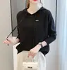 Moletom com Capuz para Mulheres 2026 Novo Outono Estilo Coreano Suéter Curto Solto Feminino Primavera e Outono Cor Pura Blusa de Tricô
