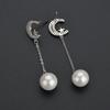 Versión coreana de pendientes largos con borlas y perlas, estrellas, luna, incrustaciones de circonita AAA, pendientes, ventas directas de fábrica