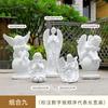 Adornos de ángel de color crema francés para jardín, patio, estatua de yeso grande, escultura, decoración, accesorios de regalo