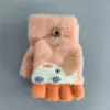 Guantes de Medio Dedo de Elefante Lindo de Dibujos Animados para Niños Otoño e Invierno Resistentes al Frío Guantes Gruesos sin Dedos Guantes para Bebé para Escribir con Tapa