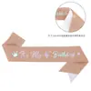 Festa de Aniversário de Princesa Personalizada Europeia e Americana Alça de Ombro Digital Tecido com Glitter Rosa Dourado Fita com Palavras Coloridas Quentes Acessórios Decorativos