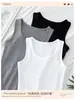 Camisola K3325 de longitud media con cuello en U para mujer, top sin mangas versátil de ajuste ceñido para verano, prenda exterior sin mangas