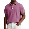 2026 Novo Modelo Comércio Exterior Transfronteiriço Site Independente da Amazon Moda Masculina Cor Sólida Vintage Manga Curta Gola Polo