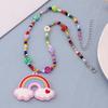 Collar con colgante de monstruo de arcilla polimérica suave de dibujos animados de arcoíris de Star Dailou Nuevo nicho ins Hip Hop Cadena de clavícula colorida con cuentas