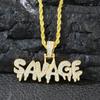 Colar com pingente de corrente torcida com alfabeto selvagem personalizado, hip-hop, rap e hip-hop, moderno, cheio de diamantes, corrente de suor