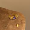 Anillo de Diamantes Bauhinia Antiguo Medio Vintage Estilo Corte Retro Anillo de Dedo de Lujo Ligero Anillo de Dedo de Alta Gama