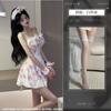 Lencería Sexy Atuendo de Sirvienta Chica Atractiva Vestido Bodycon Ajustado Rosa Dulce Francés Estampado de Vaca Uniforme de Sirvienta No Desmontable