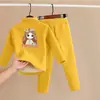 Conjunto de Ropa Interior Térmica para Niños con Forro Polar y Terciopelo Alemán Espesado Ropa de Casa Ropa de Otoño para Bebé y Pantalones Pijamas para Niños y Niñas