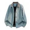 Jaqueta de Trabalho Vintage com Gola Reversível para Homens, Caimento Solto, Estilo Curto, Novo Casaco Casual Versátil Tendência Primavera e Outono