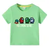 Ropa infantil transfronteriza 2023 ropa de verano infantil camiseta de manga corta among us niños camiseta de manga media lobo espacial mata camiseta top