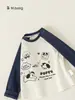 Ropa para Niños Bangxuan Primavera y Otoño Ropa Interior para Bebés Manga Raglán Top Elegante para Niñas Cuello Redondo Ropa Camiseta de Dibujos Animados para Niños