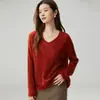 ¡Suave, cómodo y elegante! Nueva colección de otoño e invierno: suéter de cachemira para mujer con diseño calado de patrón de hojas y una capa base de seda