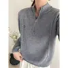 Suéter de cuello medio para mujer, Otoño e Invierno Engrosado 2026 Nuevo Estilo, Top de media cremallera, Corte holgado, Tejido versátil de color liso