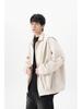 Chaqueta Funcional de Cuello Vertical Estilo Americano para Hombre Primavera Holgada de Alta Gama Plisada para Trabajo Rufián Guapo Chaqueta Blanco Cremoso