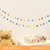 Bandeira de Corda com Bolas de Pelo Coloridas Bandeirola de Feltro Decoração de Festa de Aniversário Infantil Sala de Aula Acampamento Estilo Tenda Pingente
