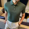 Comércio Exterior Transfronteiriço Masculino Novo Estilo Verão Fresco Camisa Polo de Manga Curta, Top Casual de Negócios com Gola, Camiseta de Algodão Respirável