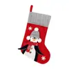 Calcetines Navideños Nuevos Transfronterizos Grises Calcetines de Pingüino Navideño Tridimensionales Decoración Calcetines Decorativos Navideños para Niños Bolsa de Regalo