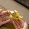 Quemador de Incienso de Pez Dorado para Uso Doméstico, Hecho de Madera de Águila y Aleación, para Varillas de Incienso y Sándalo, Adecuado para Aromaterapia en la Sala de Estar