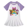 Verão 2023 Nova Roupa Infantil Desenho Animado Manga Curta Vestido de Menina Fino Bebê Estiloso Vestido Plissado Moderno