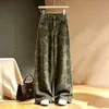 Elegantes jeans de pierna ancha jacquard para mujer, nueva colección primavera/otoño 2026, popular estilo de otoño, pantalones largos de corte recto ajustado