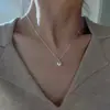 Novo Colar Coração de Amor Escovado em Prata Esterlina s925 para Mulheres ins Nicho Luxo Leve Coração Doce Lantejoulas Super Brilhantes Corrente para Clavícula