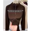 Suéter de manga larga de terciopelo de doble cara con cuello alto y media cremallera para mujer, nuevo top grueso de otoño e invierno para usar por dentro y por fuera