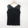 Colete Feminino de Seda Sexy Renda Decote V Sem Mangas Cor Sólida Camiseta de Seda Respirável Base Alça Roupa Íntima