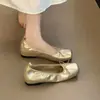 Sapatilhas Chuyuji de Bico Quadrado Retro em Camurça com Elevação de Altura, Versáteis para o Outono, Sapatilhas de Ballet para o Trabalho com Laço
