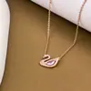 Colar de Cisne em Bronze Fundido para Mulheres, Colar que Não Desbota, Corrente Simples para Clavícula de Menina, Presente de Dia dos Namorados, Atacado Transfronteiriço
