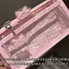 Bolsa de Lápices Transparente de Doble Capa a Cuadros Rosas Estilo Ins de Aspecto Caro Corazón de Niña Estudiante Bolsa de Papelería de Gran Capacidad Bolsa de Almacenamiento