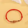 Nuevo Estilo Chino Pulsera de Calabaza de Madera de Melocotonero Viejo con Cordón Rojo para Mujer 2025 Año del Zodíaco de la Buena Fortuna y la Paz Pulsera de Cinabrio Regalo para Estudiante