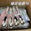 Cuchara de punta de martillo retro, cuchara de acero inoxidable con patrón de martillo, cuchara de comedor gruesa para el hogar, cuchara de comedor para niños, cuchara de postre de alto valor