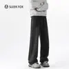Calça Casual de Algodão Puro Lavado com Cordão na Cintura, Design de Nicho, Caimento Fluido, Outono Inverno, Com Pelúcia Quente, Versátil, Calça de Moletom Masculina