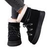 Botas Cortas de Lana de Cordero y Algodón con Lazos Cruzados, Botas de Nieve Engrosadas con Piel Integrada, Novedad Otoño e Invierno