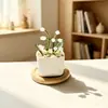 Vaso de flor esmaltado Zibo, ornamento de flor de vidro para suculentas, planta verde, buquê de flores artificiais de presente para dezembro, decoração de mesa