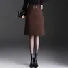 Elegante Versátil Falda Midi de Felpa de Ante para Mujer Otoño 2026 Nueva Falda Midi de Cintura Alta Adelgazante Elegante Falda Midi de Cadera para Viaje