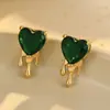 Brincos de Aço Inoxidável em Formato de Coração com Zircônias Cravejadas de Diamante Design Moderno Personalizado Joias para Orelha Atacado