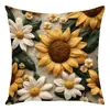 Funda de Almohada Floral de Girasol Estilo Pastoral Ultra Suave Imitación, Funda de Cojín Lumbar para Sofá de Sala de Estar, Decoración del Hogar de Terciopelo Piel de Durazno