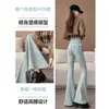 Jeans feminino de cor clara, cintura alta, microflare, tendência 2025, novo, primavera, calça flare alta e justa