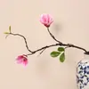 Flores artificiales de magnolia, arreglos florales decorativos inspirados en el Zen de estilo chino, accesorios para fotografía de bodas, decoraciones para escenas de bodas, flores artificiales