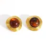 Pendientes de Acero Inoxidable Transfronterizos, Bolas de Resina Incrustadas Estilo Retro, Líneas Irregulares, Pendientes Chapados en Oro Moda Medieval